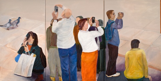 2008/09, Acryl, Kreide, Pigment auf Leinwand dreiteilig, 140 x 280 cm
