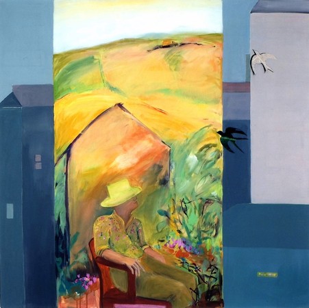 2004, Acryl, Kreide, Pigment auf Leinwand, 140 x 140 cm