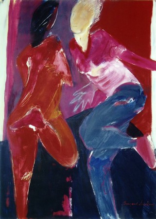 2001, Acryl, Kreide auf grundiertem Papier, 70 x 50 cm