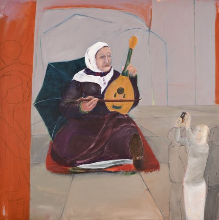 2009, Acryl, Kreide, Pigment auf Leinwand, 140 x 140 cm