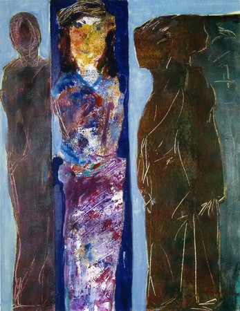 2005, Acryl, Kreide auf grundiertem Papier, 65 x 50 cm